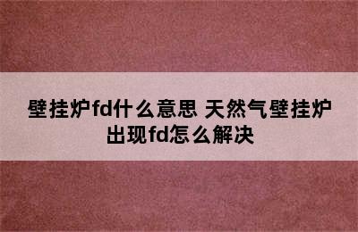 壁挂炉fd什么意思 天然气壁挂炉出现fd怎么解决